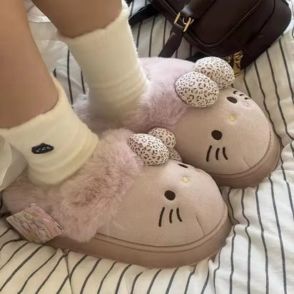 Cozy Plush Hello Kitty Slippers