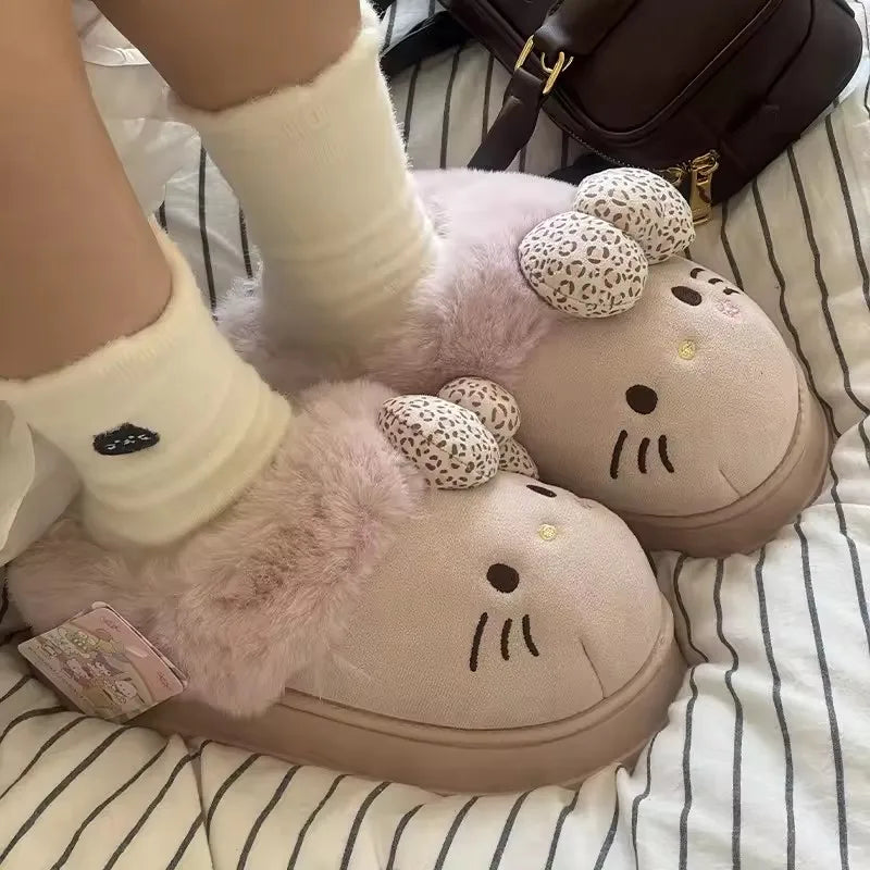 Cozy Plush Hello Kitty Slippers