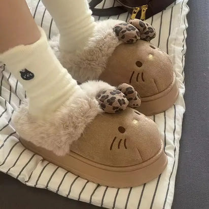 Cozy Plush Hello Kitty Slippers