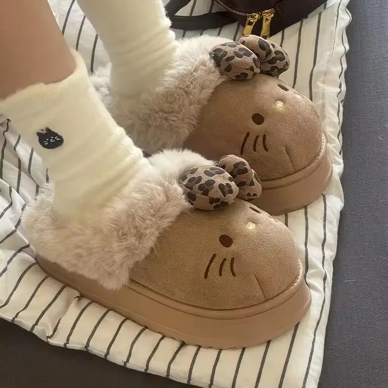 Cozy Plush Hello Kitty Slippers