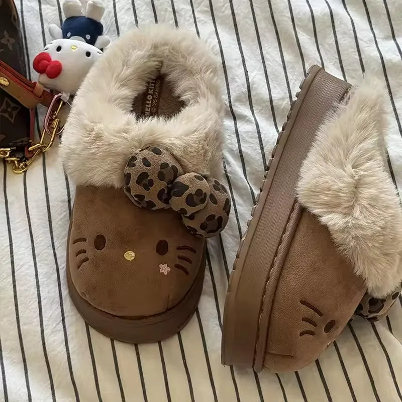 Cozy Plush Hello Kitty Slippers