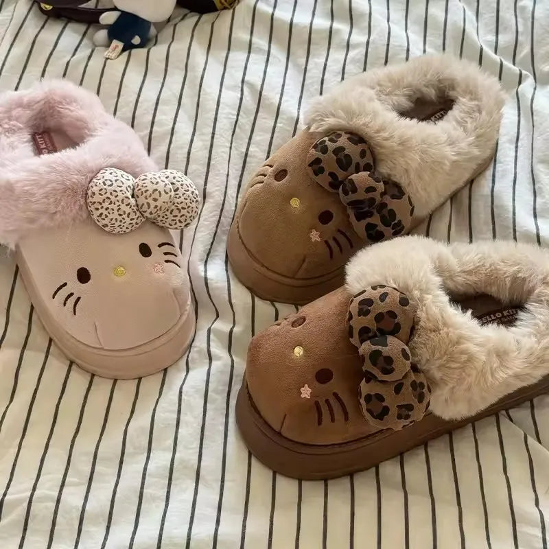 Cozy Plush Hello Kitty Slippers