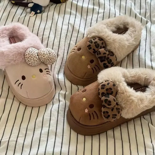 Cozy Plush Hello Kitty Slippers
