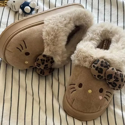 Cozy Plush Hello Kitty Slippers