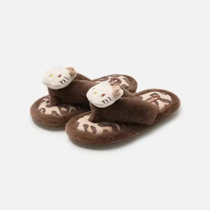 Cozy Plush Hello Kitty Slippers