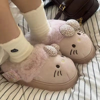 Cozy Plush Hello Kitty Slippers